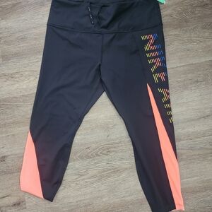 Women's NIKE Black and Coral Athletic Leggings